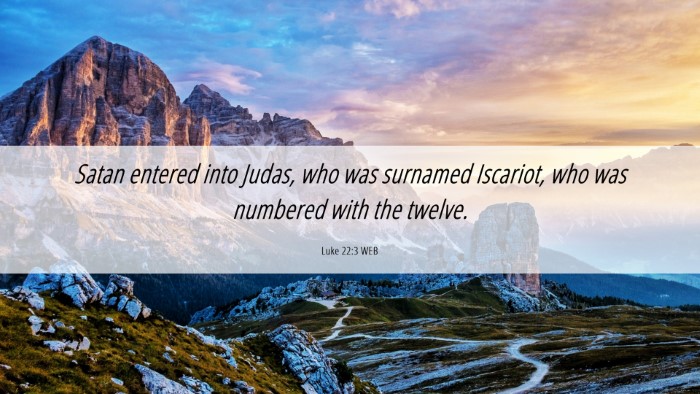 Picture 06 - Luke 22:3 WEB Desktop Wallpaper - Satan entered into Judas, who was surnamed - Desktop Bible Verse Wallpaper