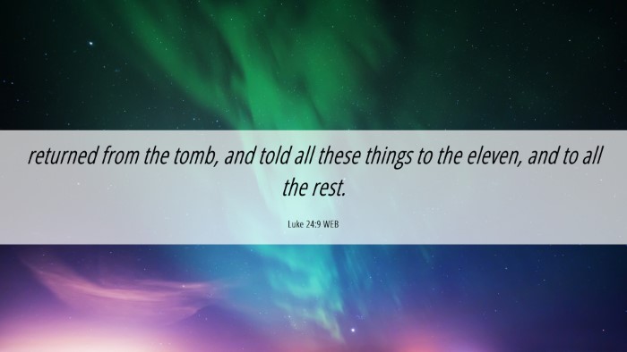 Picture 06 - Luke 24:9 WEB Desktop Wallpaper - returned from the tomb, and told all these things - Desktop Bible Verse Wallpaper