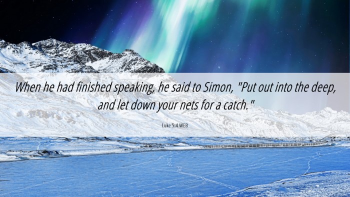 Picture 06 - Luke 5:4 WEB Desktop Wallpaper - When he had finished speaking, he said to Simon, - Desktop Bible Verse Wallpaper