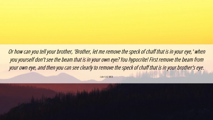 Picture 06 - Luke 6:42 WEB Desktop Wallpaper - Or how can you tell your brother, 'Brother, let - Desktop Bible Verse Wallpaper