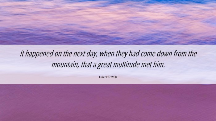 Picture 06 - Luke 9:37 WEB Desktop Wallpaper - It happened on the next day, when they had come - Desktop Bible Verse Wallpaper