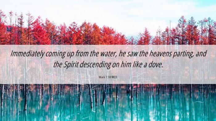 Picture 06 - Mark 1:10 WEB Desktop Wallpaper - Immediately coming up from the water, he saw the - Desktop Bible Verse Wallpaper