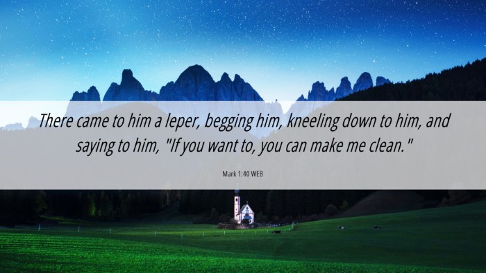 Picture 06 - Mark 1:40 WEB Desktop Wallpaper - There came to him a leper, begging him, kneeling - Desktop Bible Verse Wallpaper