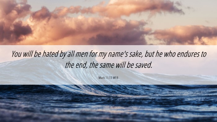 Picture 06 - Mark 13:13 WEB Desktop Wallpaper - You will be hated by all men for my name's sake, - Desktop Bible Verse Wallpaper