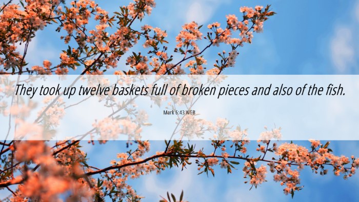 Picture 06 - Mark 6:43 WEB Desktop Wallpaper - They took up twelve baskets full of broken pieces - Desktop Bible Verse Wallpaper