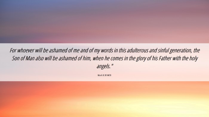 Picture 06 - Mark 8:38 WEB Desktop Wallpaper - For whoever will be ashamed of me and of my words - Desktop Bible Verse Wallpaper