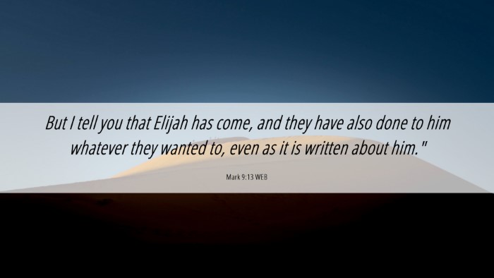 Picture 06 - Mark 9:13 WEB Desktop Wallpaper - But I tell you that Elijah has come, and they - Desktop Bible Verse Wallpaper