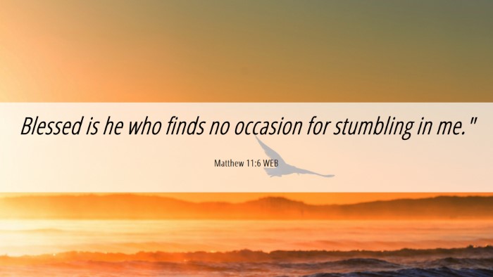 Picture 06 - Matthew 11:6 WEB Desktop Wallpaper - Blessed is he who finds no occasion for stumbling - Desktop Bible Verse Wallpaper
