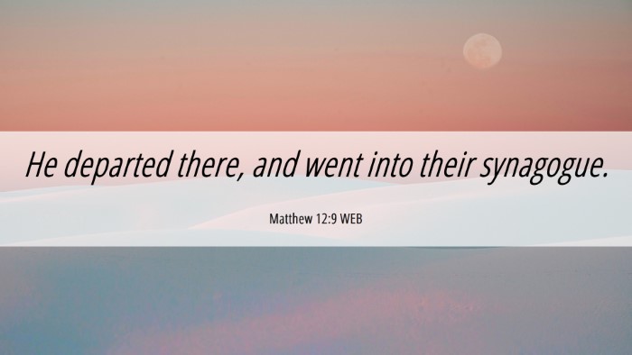 Picture 06 - Matthew 12:9 WEB Desktop Wallpaper - He departed there, and went into their - Desktop Bible Verse Wallpaper