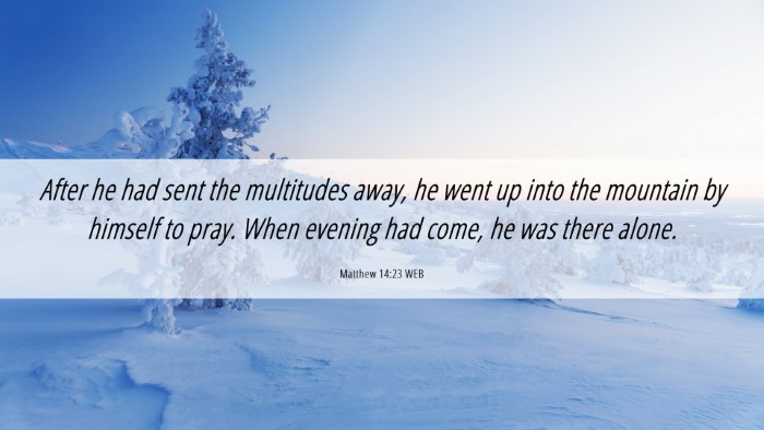 Picture 06 - Matthew 14:23 WEB Desktop Wallpaper - After he had sent the multitudes away, he went up - Desktop Bible Verse Wallpaper