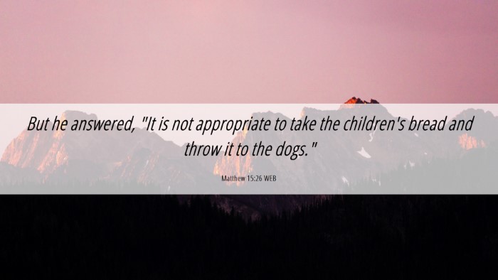Picture 06 - Matthew 15:26 WEB Desktop Wallpaper - But he answered, 