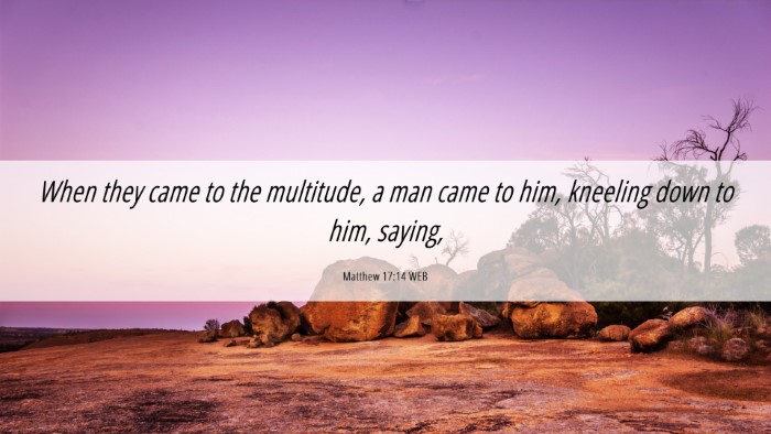 Picture 06 - Matthew 17:14 WEB Desktop Wallpaper - When they came to the multitude, a man came to - Desktop Bible Verse Wallpaper