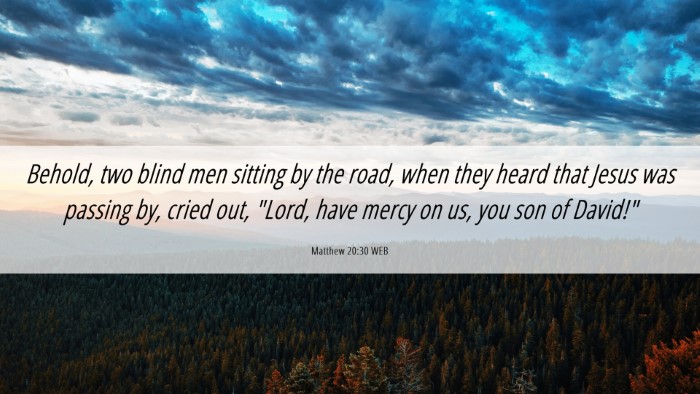 Picture 06 - Matthew 20:30 WEB Desktop Wallpaper - Behold, two blind men sitting by the road, when - Desktop Bible Verse Wallpaper