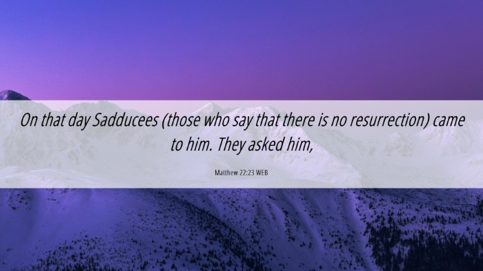 Picture 06 - Matthew 22:23 WEB Desktop Wallpaper - On that day Sadducees (those who say that there - Desktop Bible Verse Wallpaper