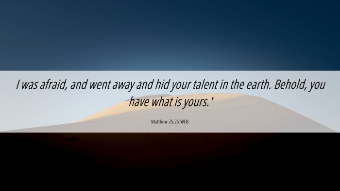 Picture 06 - Matthew 25:25 WEB Desktop Wallpaper - I was afraid, and went away and hid your talent - Desktop Bible Verse Wallpaper