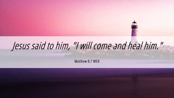 Picture 06 - Matthew 8:7 WEB Desktop Wallpaper - Jesus said to him, 