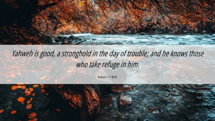 Picture 06 - Nahum 1:7 WEB Desktop Wallpaper - Yahweh is good, a stronghold in the day of - Desktop Bible Verse Wallpaper