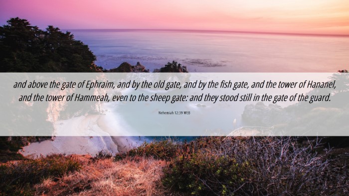 Picture 06 - Nehemiah 12:39 WEB Desktop Wallpaper - and above the gate of Ephraim, and by the old - Desktop Bible Verse Wallpaper