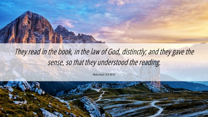 Picture 06 - Nehemiah 8:8 WEB Desktop Wallpaper - They read in the book, in the law of God, - Desktop Bible Verse Wallpaper