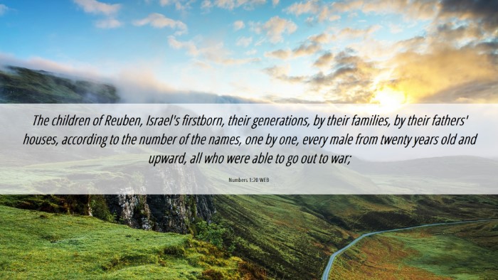 Picture 06 - Numbers 1:20 WEB Desktop Wallpaper - The children of Reuben, Israel's firstborn, their - Desktop Bible Verse Wallpaper