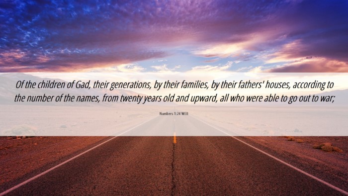 Picture 06 - Numbers 1:24 WEB Desktop Wallpaper - Of the children of Gad, their generations, by - Desktop Bible Verse Wallpaper