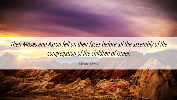 Picture 06 - Numbers 14:5 WEB Desktop Wallpaper - Then Moses and Aaron fell on their faces before - Desktop Bible Verse Wallpaper