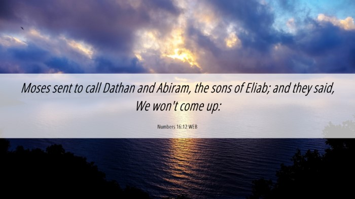 Picture 06 - Numbers 16:12 WEB Desktop Wallpaper - Moses sent to call Dathan and Abiram, the sons of - Desktop Bible Verse Wallpaper