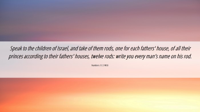 Picture 06 - Numbers 17:2 WEB Desktop Wallpaper - Speak to the children of Israel, and take of them - Desktop Bible Verse Wallpaper