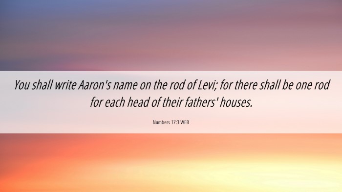 Picture 06 - Numbers 17:3 WEB Desktop Wallpaper - You shall write Aaron's name on the rod of Levi; - Desktop Bible Verse Wallpaper
