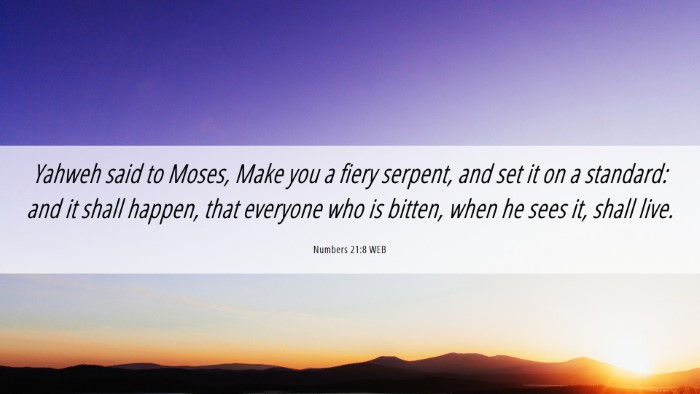 Picture 06 - Numbers 21:8 WEB Desktop Wallpaper - Yahweh said to Moses, Make you a fiery serpent, - Desktop Bible Verse Wallpaper