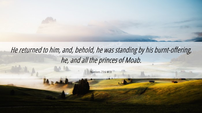 Picture 06 - Numbers 23:6 WEB Desktop Wallpaper - He returned to him, and, behold, he was standing - Desktop Bible Verse Wallpaper