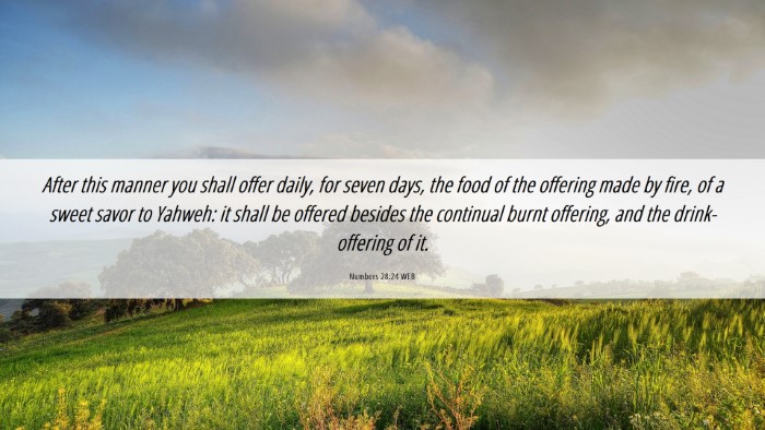Picture 06 - Numbers 28:24 WEB Desktop Wallpaper - After this manner you shall offer daily, for - Desktop Bible Verse Wallpaper