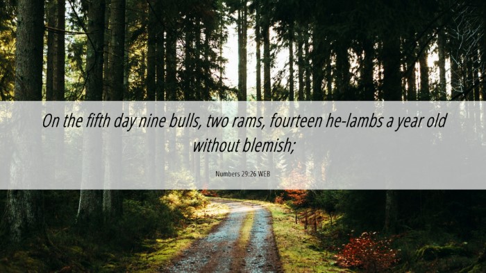 Picture 06 - Numbers 29:26 WEB Desktop Wallpaper - On the fifth day nine bulls, two rams, fourteen - Desktop Bible Verse Wallpaper