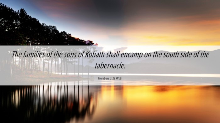 Picture 06 - Numbers 3:29 WEB Desktop Wallpaper - The families of the sons of Kohath shall encamp - Desktop Bible Verse Wallpaper