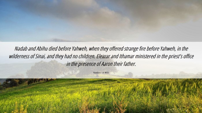 Picture 06 - Numbers 3:4 WEB Desktop Wallpaper - Nadab and Abihu died before Yahweh, when they - Desktop Bible Verse Wallpaper