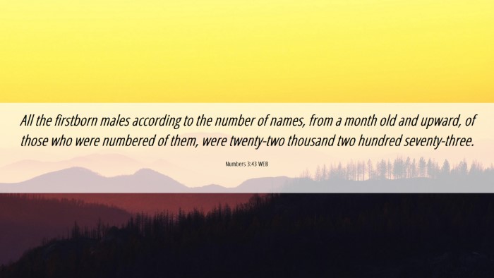 Picture 06 - Numbers 3:43 WEB Desktop Wallpaper - All the firstborn males according to the number - Desktop Bible Verse Wallpaper