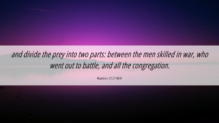 Picture 06 - Numbers 31:27 WEB Desktop Wallpaper - and divide the prey into two parts: between the - Desktop Bible Verse Wallpaper