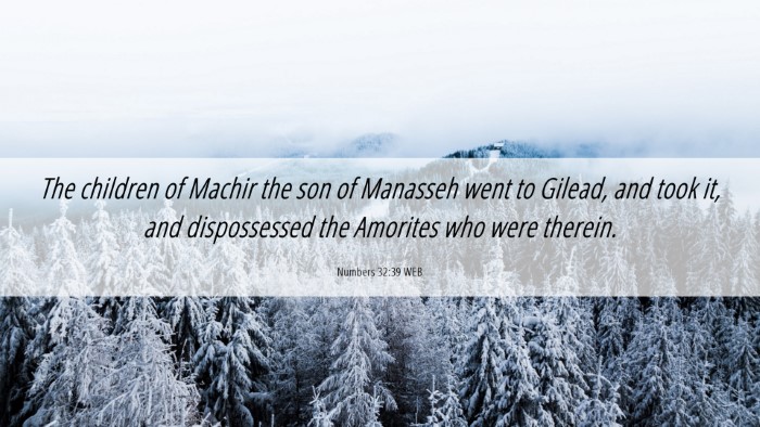 Picture 06 - Numbers 32:39 WEB Desktop Wallpaper - The children of Machir the son of Manasseh went - Desktop Bible Verse Wallpaper
