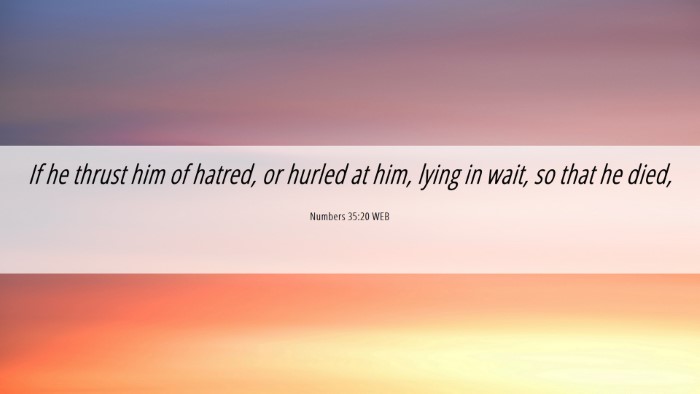 Picture 06 - Numbers 35:20 WEB Desktop Wallpaper - If he thrust him of hatred, or hurled at him, - Desktop Bible Verse Wallpaper