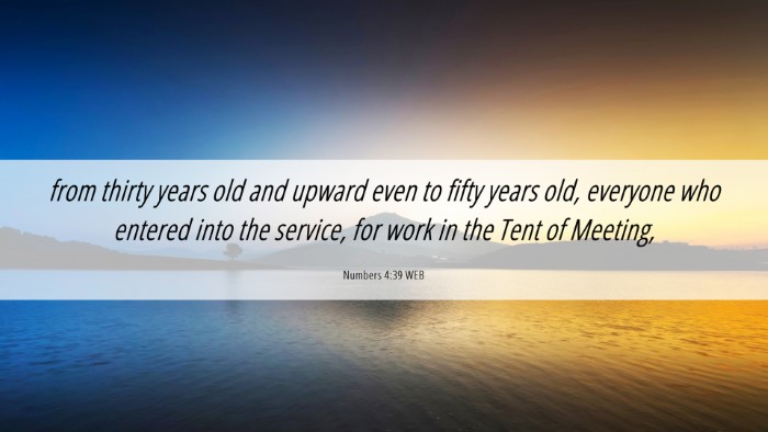 Picture 06 - Numbers 4:39 WEB Desktop Wallpaper - from thirty years old and upward even to fifty - Desktop Bible Verse Wallpaper