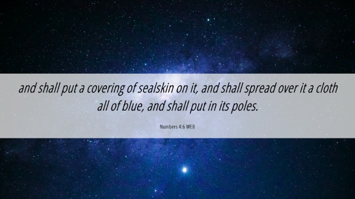 Picture 06 - Numbers 4:6 WEB Desktop Wallpaper - and shall put a covering of sealskin on it, and - Desktop Bible Verse Wallpaper