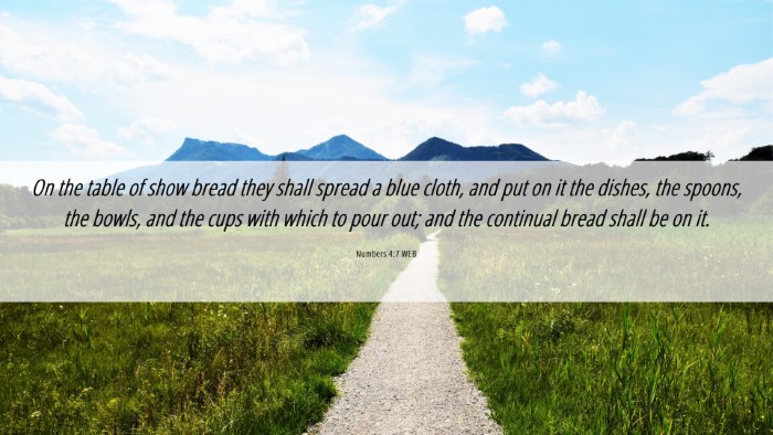 Picture 06 - Numbers 4:7 WEB Desktop Wallpaper - On the table of show bread they shall spread a - Desktop Bible Verse Wallpaper