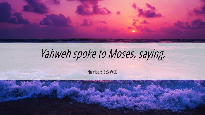 Picture 06 - Numbers 5:5 WEB Desktop Wallpaper - Yahweh spoke to Moses, - Desktop Bible Verse Wallpaper