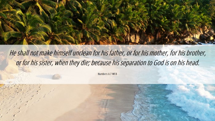 Picture 06 - Numbers 6:7 WEB Desktop Wallpaper - He shall not make himself unclean for his father, - Desktop Bible Verse Wallpaper
