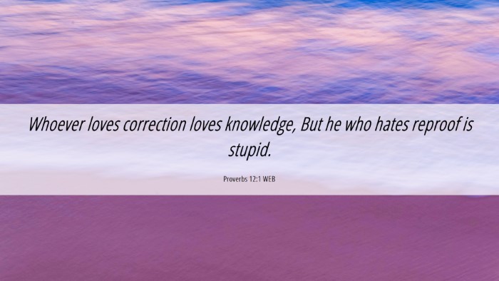 Picture 06 - Proverbs 12:1 WEB Desktop Wallpaper - Whoever loves correction loves knowledge, But he - Desktop Bible Verse Wallpaper