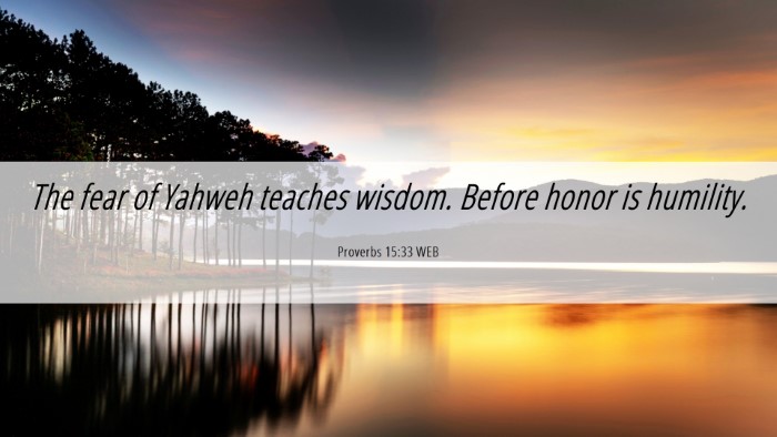 Picture 06 - Proverbs 15:33 WEB Desktop Wallpaper - The fear of Yahweh teaches wisdom. Before honor - Desktop Bible Verse Wallpaper