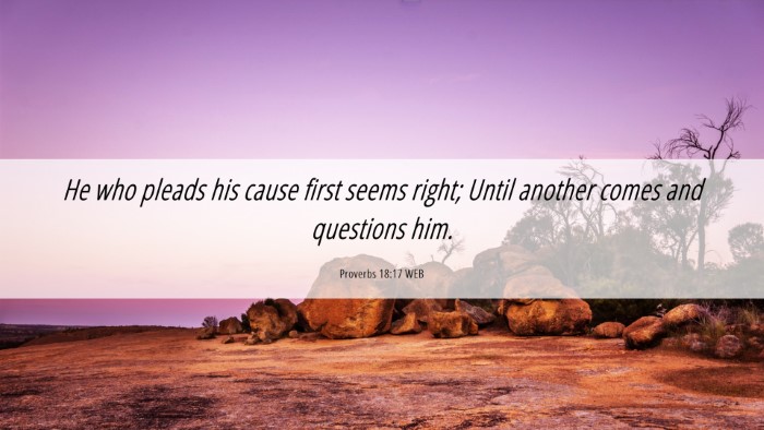 Picture 06 - Proverbs 18:17 WEB Desktop Wallpaper - He who pleads his cause first seems right; Until - Desktop Bible Verse Wallpaper