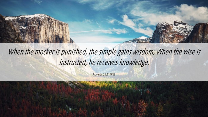 Picture 06 - Proverbs 21:11 WEB Desktop Wallpaper - When the mocker is punished, the simple gains - Desktop Bible Verse Wallpaper