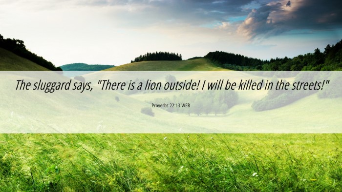 Picture 06 - Proverbs 22:13 WEB Desktop Wallpaper - The sluggard says, 