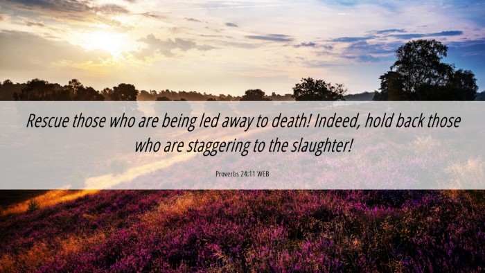 Picture 06 - Proverbs 24:11 WEB Desktop Wallpaper - Rescue those who are being led away to death! - Desktop Bible Verse Wallpaper